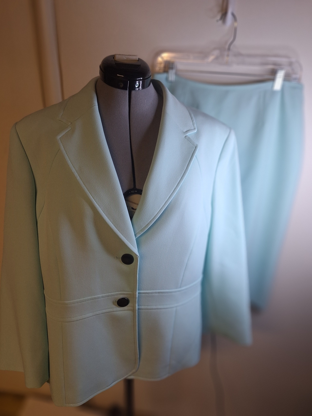 Kasper Evan Pacone Sea Green Women's Blazer Size 14 and Skirt Size 12 SET - Picture 2 of 7